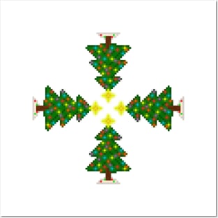 Pixel Christmas Tree Kaleidoscope Posters and Art